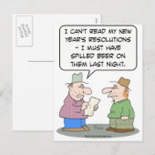 Nieuwjaarsresoluties bier gemorst feestdagenkaart (Voorkant / Achterkant)
