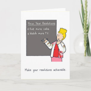 Nieuwjaarsresoluties Humor taart en tv Feestdagen Kaart