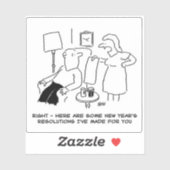 Nieuwjaarsresoluties van de vrouw voor de man. gra sticker (Vel)