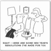 Nieuwjaarsresoluties van de vrouw voor de man. gra sticker (Voorkant)