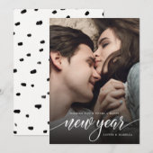 Nieuwjaarsscript Photo Holiday Kaart (Voorkant / Achterkant)