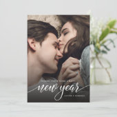 Nieuwjaarsscript Photo Holiday Kaart (Staand voorkant)