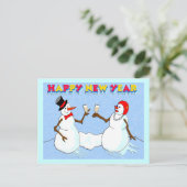 Nieuwjaarssneeuwpoppen Feestdagenkaart (Staand voorkant)