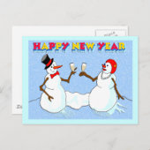 Nieuwjaarssneeuwpoppen Feestdagenkaart (Voorkant / Achterkant)