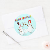 Nieuwjaarssneeuwpoppen Ronde Sticker (Envelop)