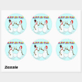Nieuwjaarssneeuwpoppen Ronde Sticker (Vel)