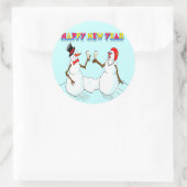 Nieuwjaarssneeuwpoppen Ronde Sticker (Tas)