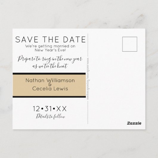 Nieuwjaarssprankelaar | Save the date | Ze zei ja Briefkaart (Achterkant)