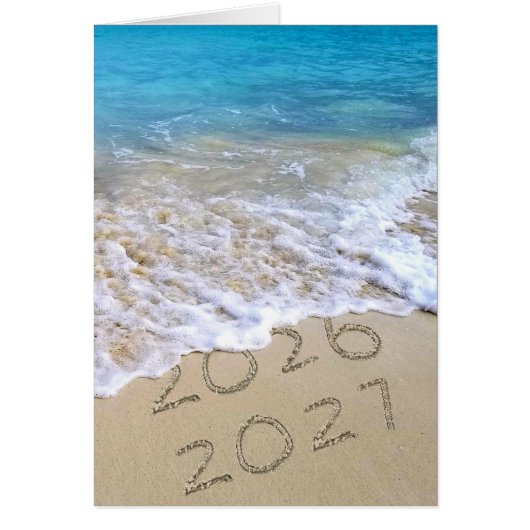 Nieuwjaarsstrandbord 2027 met oceaanbranding (Voorkant)