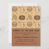 Nieuwjaarsuitnodiging Beer Drink Rustiek Kaart (Voorkant)