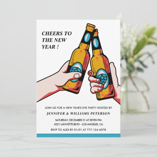 Nieuwjaarsuitnodiging Beer Merry Kaart (Staand voorkant)