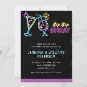 Nieuwjaarsuitnodiging Cocktail Neon Glow Kaart (Voorkant)