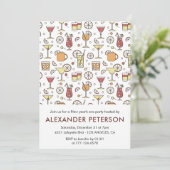 Nieuwjaarsuitnodiging Cocktail Pattern Kaart (Staand voorkant)