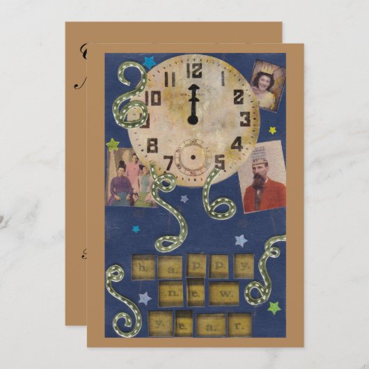  nieuwjaarsuitnodiging (dubbelzijdig) kaart (Voorkant / Achterkant)