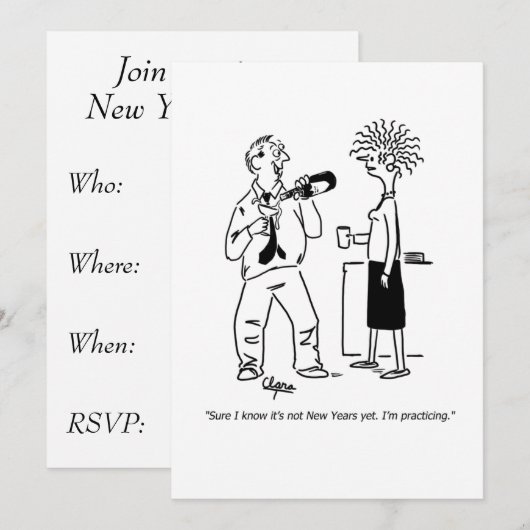 Nieuwjaarsuitnodiging Kaart (Voorkant / Achterkant)