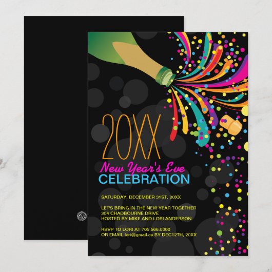  nieuwjaarsuitnodiging kaart (Voorkant / Achterkant)