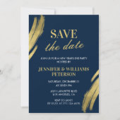 Nieuwjaarsuitnodiging Save the date Navy Gold Kaart (Voorkant)