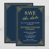 Nieuwjaarsuitnodiging Save the date Navy Kaart (Voorkant / Achterkant)