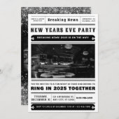 Nieuwjaarsuitnodiging, trendy nieuwjaarsuitnodigin kaart (Voorkant / Achterkant)