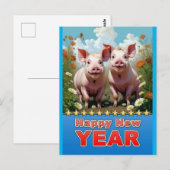 Nieuwjaarsvarkens Briefkaart (Voorkant / Achterkant)