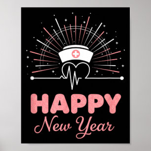 Nieuwjaarsverpleegster Hartslag, Gelukkig Nieuwjaa Poster