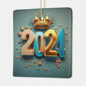 Nieuwjaarsviering 2024 - Happy 2024 Design Keramisch Ornament (Links)