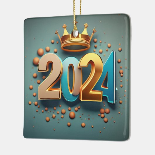 Nieuwjaarsviering 2024 - Happy 2024 Design Keramisch Ornament (Links)