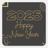 Nieuwjaarsviering 2025 vierkante sticker (Voorkant)