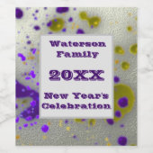 Nieuwjaarsviering Modern Silver Family Party Wijn Etiket (Enkel label)