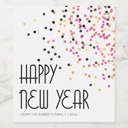 Nieuwjaarsviering, moderne Confetti Wijn Etiket (Enkel label)