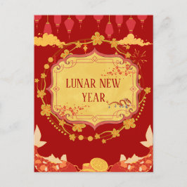 Nieuwjaarsviering op de maan: een nacht van vreugd briefkaart