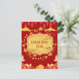 Nieuwjaarsviering op de maan: een nacht van vreugd feestdagenkaart