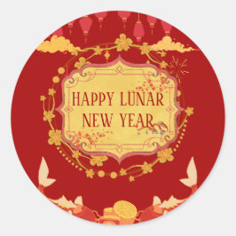 Nieuwjaarsviering op de maan: een nacht van vreugd ronde sticker