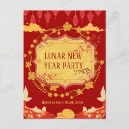 Nieuwjaarsviering op de maan: een nacht van vreugd uitnodiging briefkaart