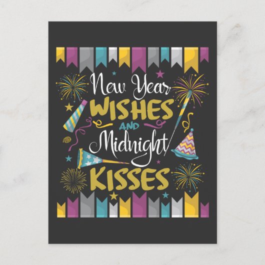 Nieuwjaarsviering wil Midnight Kisses Briefkaart (Voorkant)
