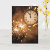 Nieuwjaarsvonken met aftelklok kaart (Gele Bloem)