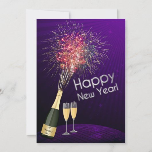 Nieuwjaarsvuurwerk Let's Party Invitation 5 Kaart (Voorkant)