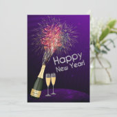 Nieuwjaarsvuurwerk Let's Party Invitation 5 Kaart (Staand voorkant)