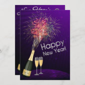 Nieuwjaarsvuurwerk Let's Party Invitation 5 Kaart (Voorkant / Achterkant)