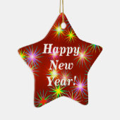 Nieuwjaarsvuurwerk op rood keramisch ornament (Rechts)