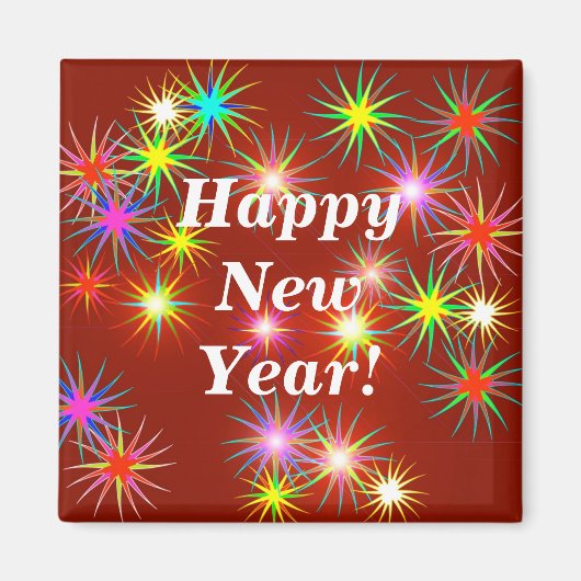 Nieuwjaarsvuurwerk op rood magneet (Voorkant)