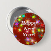 Nieuwjaarsvuurwerk op rood ronde button 7,6 cm (Voorkant /achterkant)
