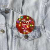 Nieuwjaarsvuurwerk op rood ronde button 7,6 cm (In situ)