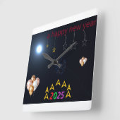 Nieuwjaarswandklok Vierkante Klok (Hoek)