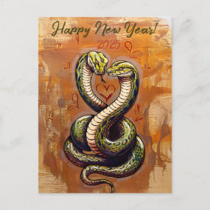 Nieuwjaarswens voor de liefde 2025 Wooden Snake Ka Briefkaart