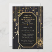 Nieuwjaarswensen Black and Gold Party Uitnodiging (Achterkant)