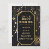 Nieuwjaarswensen Black and Gold Party Uitnodiging (Voorkant)