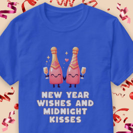 Nieuwjaarswensen & Midnight Kisses Kawaii paar T-shirt
