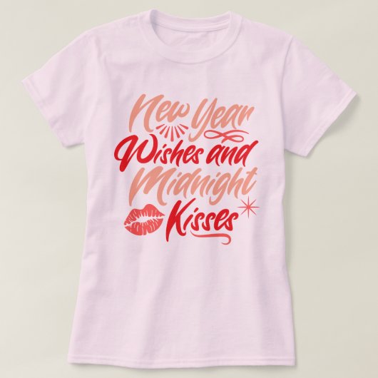 Nieuwjaarswensen & Midnight Kisses Party Script T-shirt (Design voorkant)