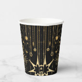 Nieuwjaarswensen Sterren Zwart en Goud Papieren Bekers (Rechts)